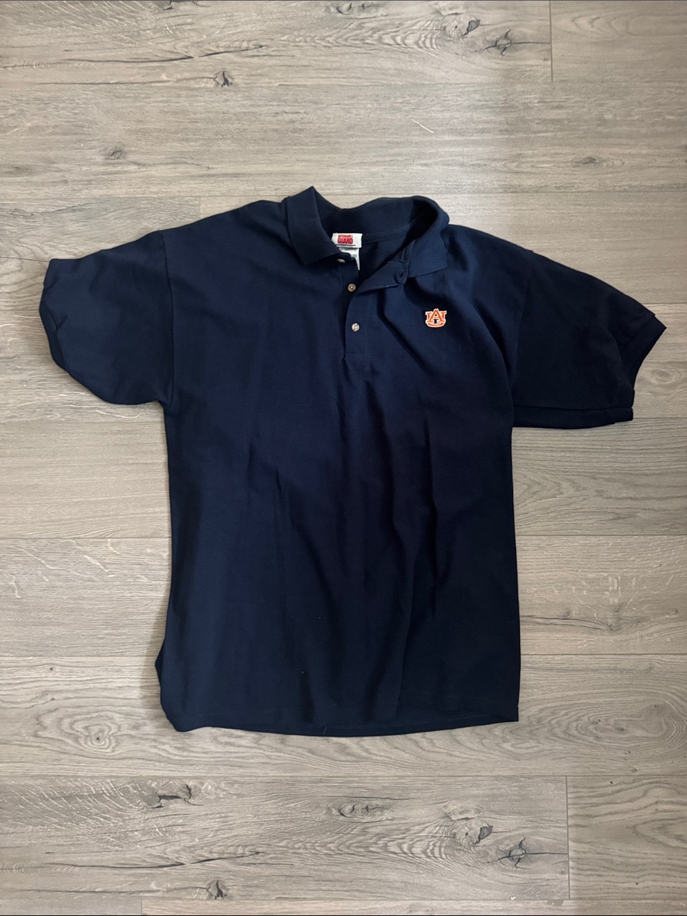 Men's Navy Polo with Auburn 'AU' Crest - Short Sleeve
